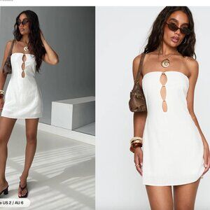 Princess Polly The Motions Bead Detail Playsuit White NWT